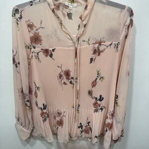 Floral Sheer Blouse - Pink